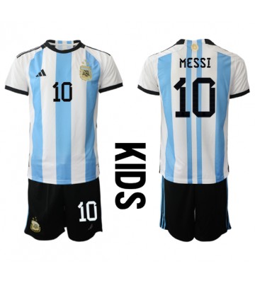 Maillot de foot Argentine Lionel Messi #10 Domicile enfant Monde 2022 Manches Courte (+ pantalon court)